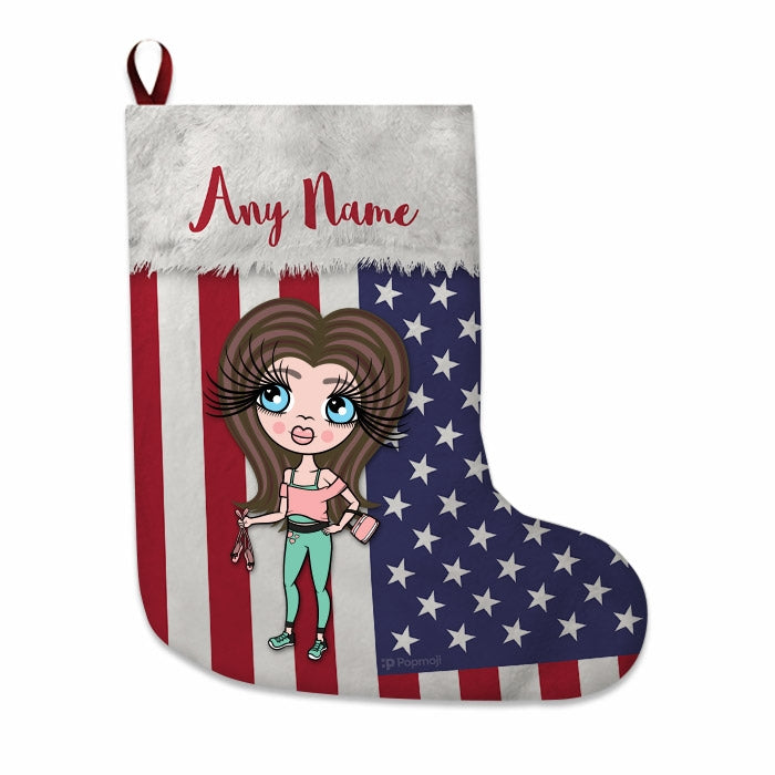 Girls Personalized Christmas Stocking - American Flag - Image 2