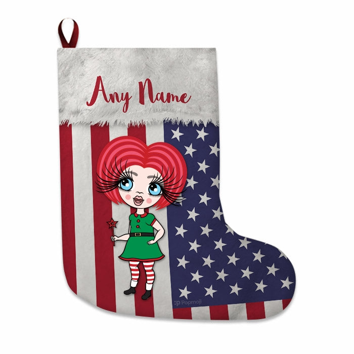Girls Personalized Christmas Stocking - American Flag - Image 3