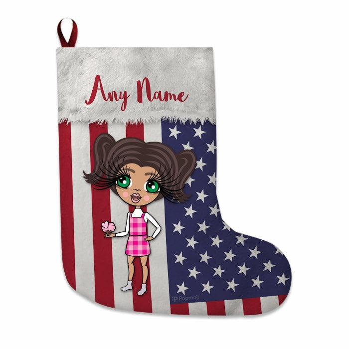 Girls Personalized Christmas Stocking - American Flag - Image 4