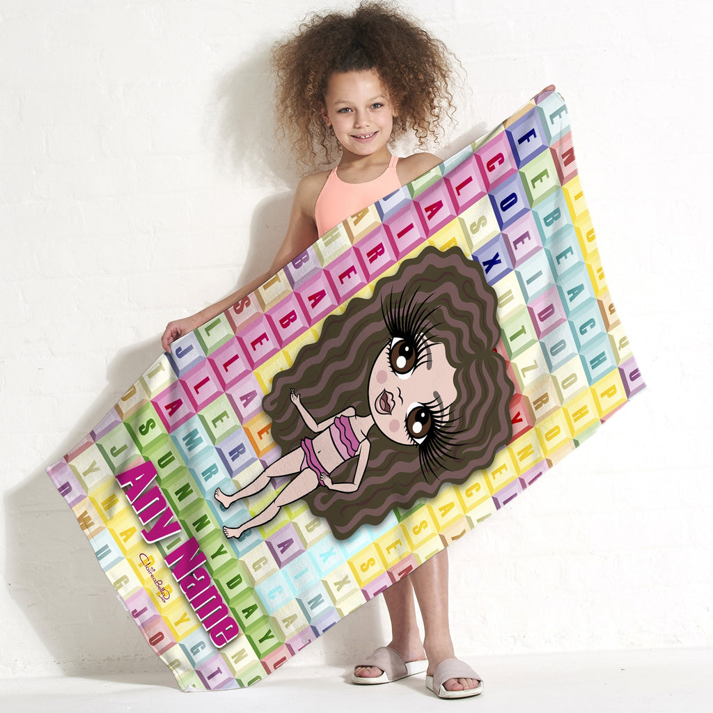 ClaireaBella Girls Word Search Beach Towel - Image 1