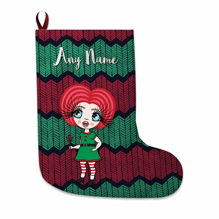 Girls Personalized Christmas Stocking - Zig Zags - Image 1