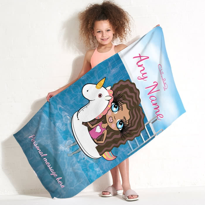 ClaireaBella Girls Unicorn Float Beach Towel - Image 1