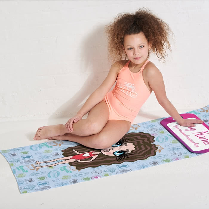 ClaireaBella Girls Travel Stamp Beach Towel - Image 3
