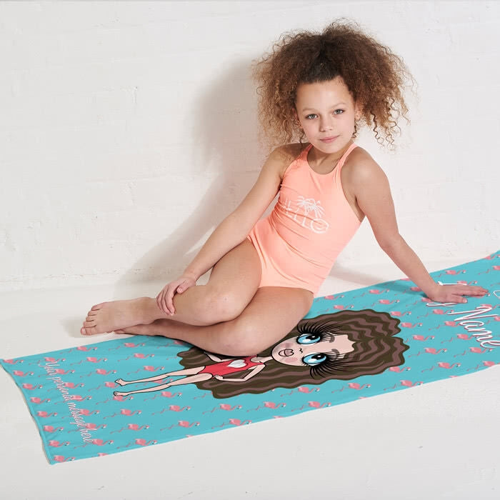 ClaireaBella Girls Flamingo Print Beach Towel - Image 9
