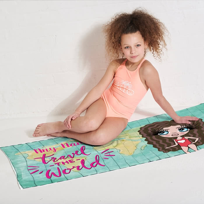 ClaireaBella Girls World Print Beach Towel - Image 9