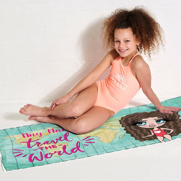 ClaireaBella Girls World Print Beach Towel - Image 5