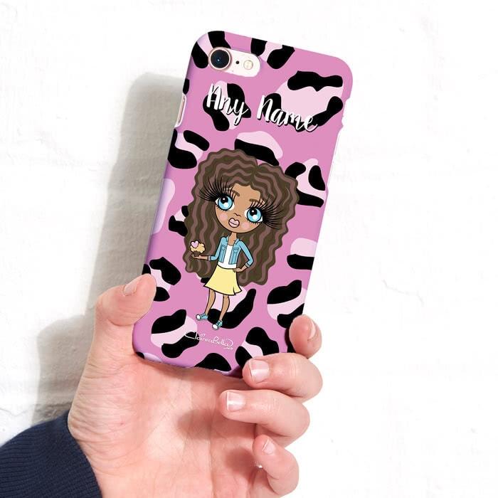 ClaireaBella Girls Personalized Lilac Leopard Phone Case - Image 1