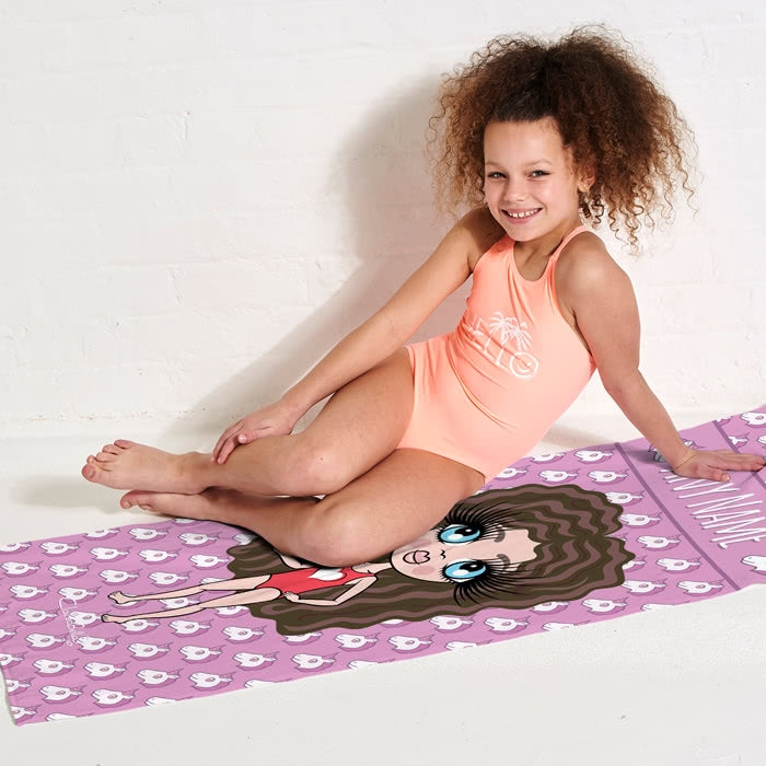 ClaireaBella Girls Unicorn Emoji Beach Towel - Image 3