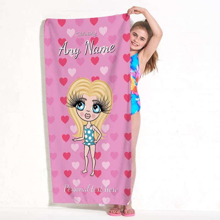 ClaireaBella Girls Hearts Beach Towel - Image 1
