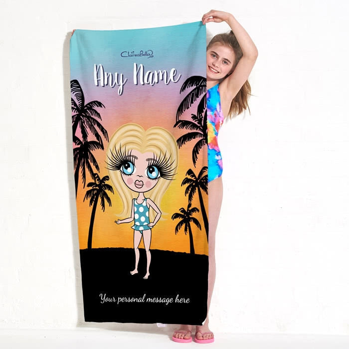 ClaireaBella Girls Tropical Sunset Beach Towel - Image 3