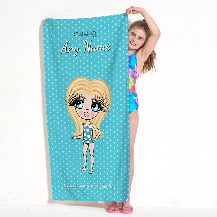 ClaireaBella Girls Polka Dot Beach Towel - Image 1