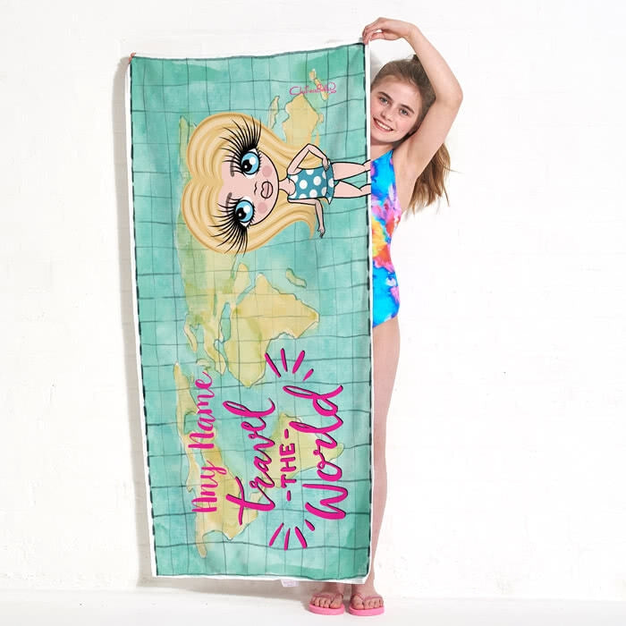 ClaireaBella Girls World Print Beach Towel - Image 3