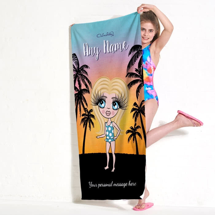 ClaireaBella Girls Tropical Sunset Beach Towel - Image 7