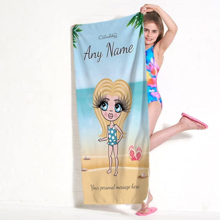 ClaireaBella Girls Beach Print Beach Towel - Image 1