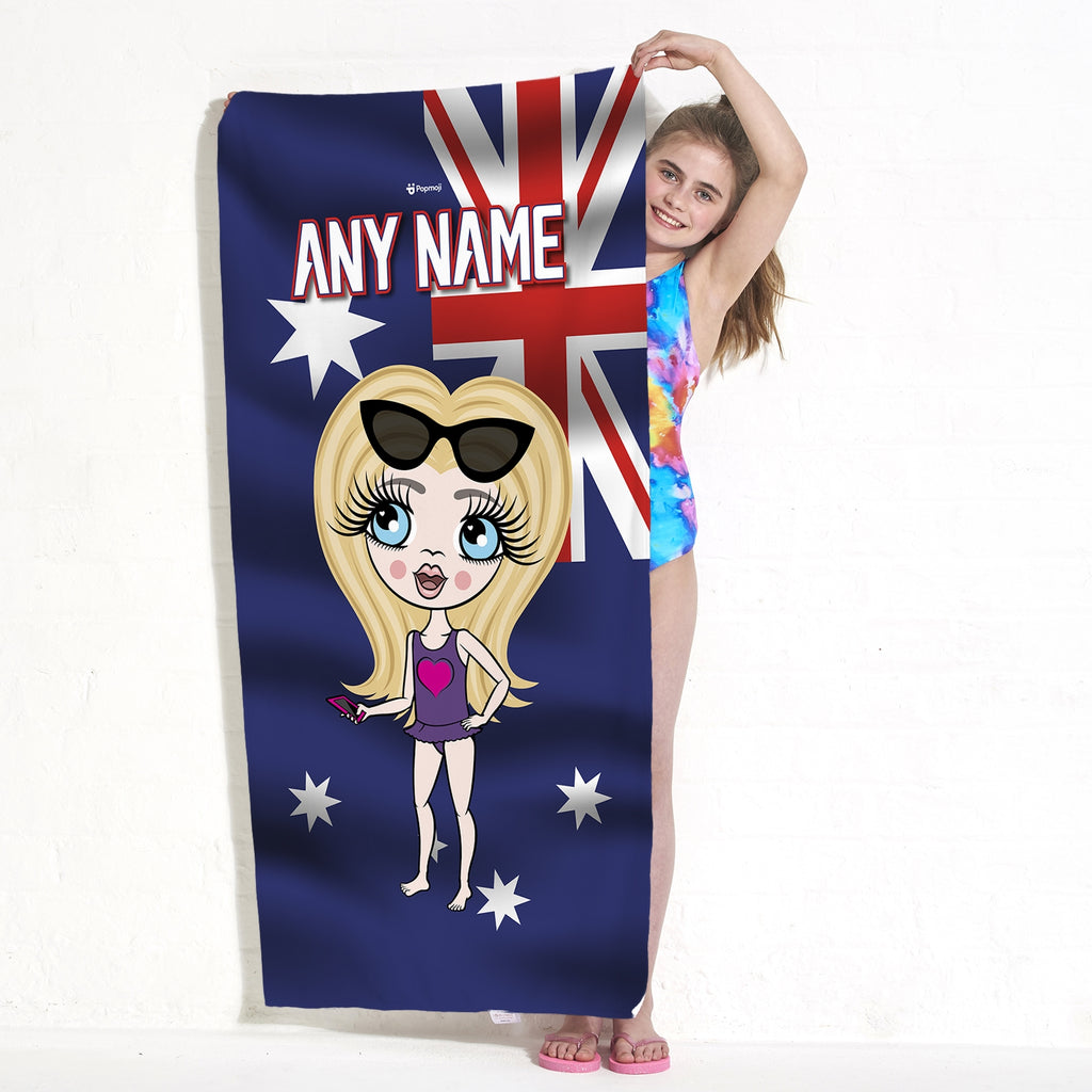 ClaireaBella Girls Australia Flag Beach Towel - Image 1