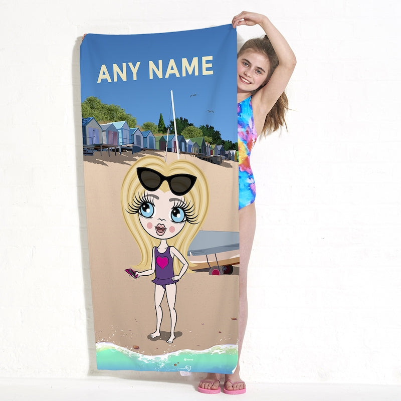 ClaireaBella Girls Beach Huts Beach Towel - Image 3