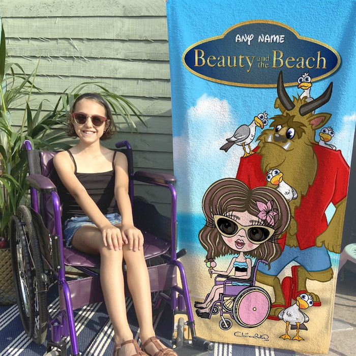ClaireaBella Girls Beauty & The Beach Wheelchair Beach Towel - Image 1
