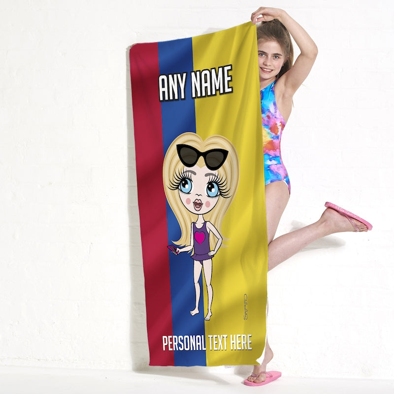 ClaireaBella Girls Columbian Flag Beach Towel - Image 1