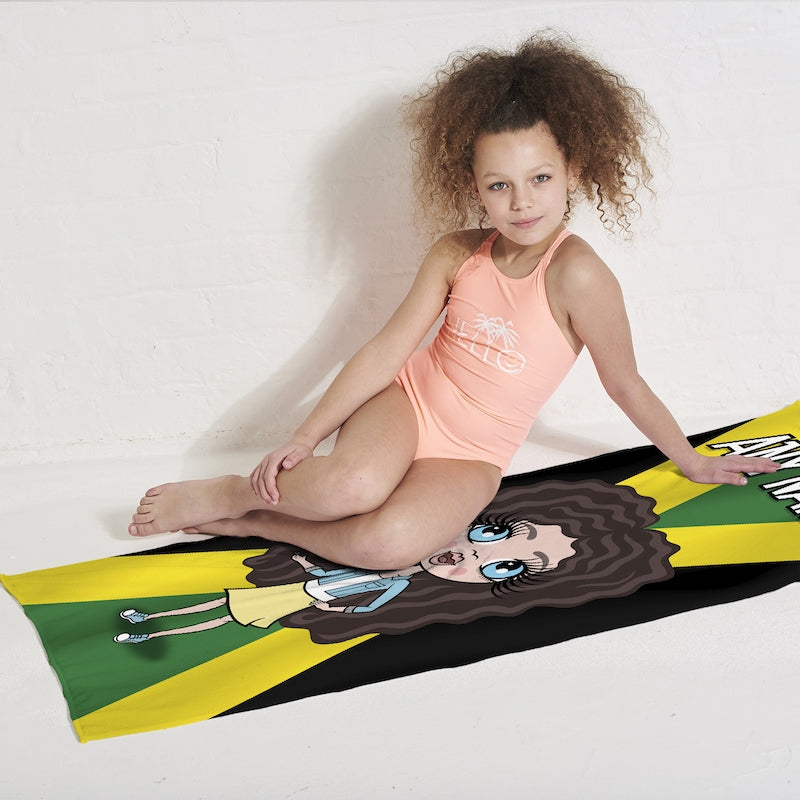 ClaireaBella Girls Jamaican Flag Beach Towel - Image 2