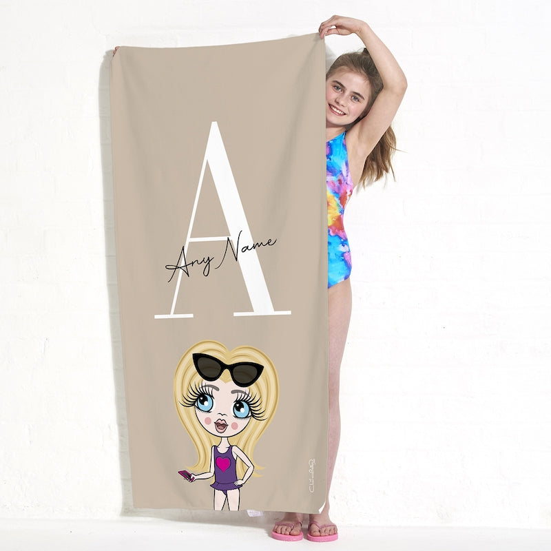 ClaireaBella Girls The LUX Collection Initial Nude Beach Towel - Image 1