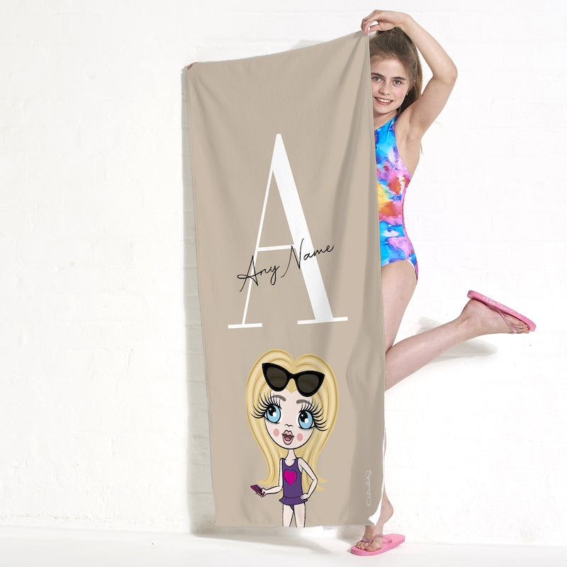 ClaireaBella Girls The LUX Collection Initial Nude Beach Towel - Image 4