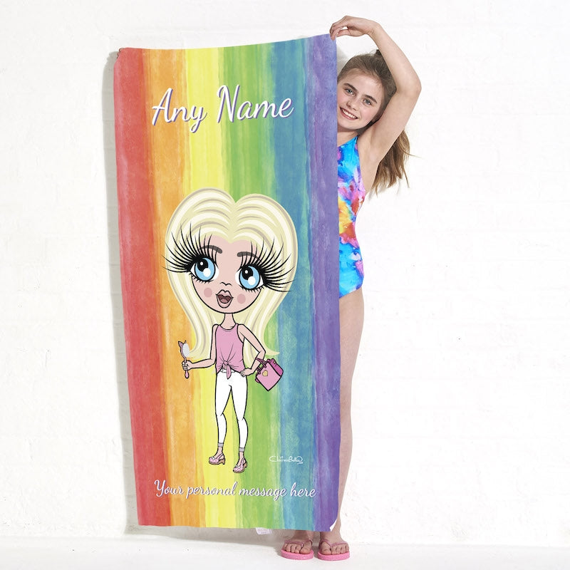 ClaireaBella Girls Rainbow Fun Beach Towel - Image 3