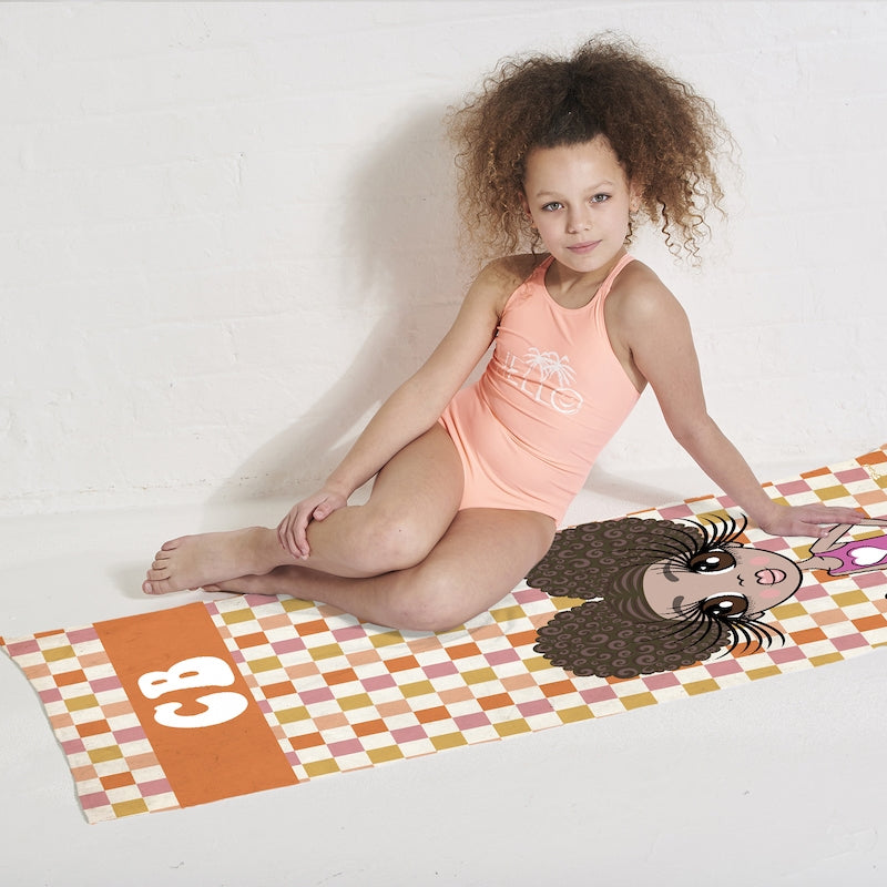 ClaireaBella Girls Personalized Checkered Beach Towel - Image 2
