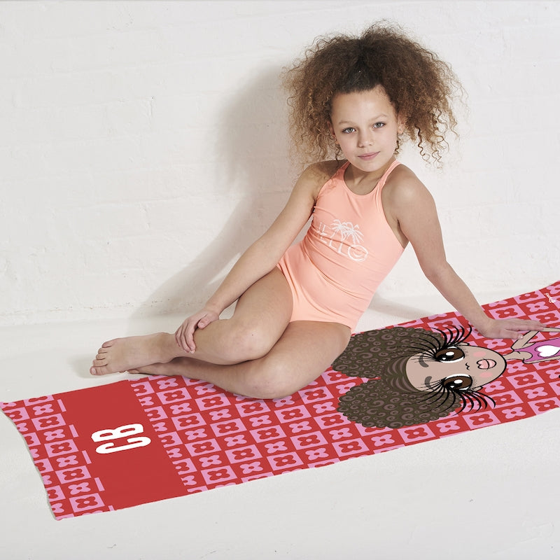 ClaireaBella Girls Personalized Checkered Flower Beach Towel - Image 4