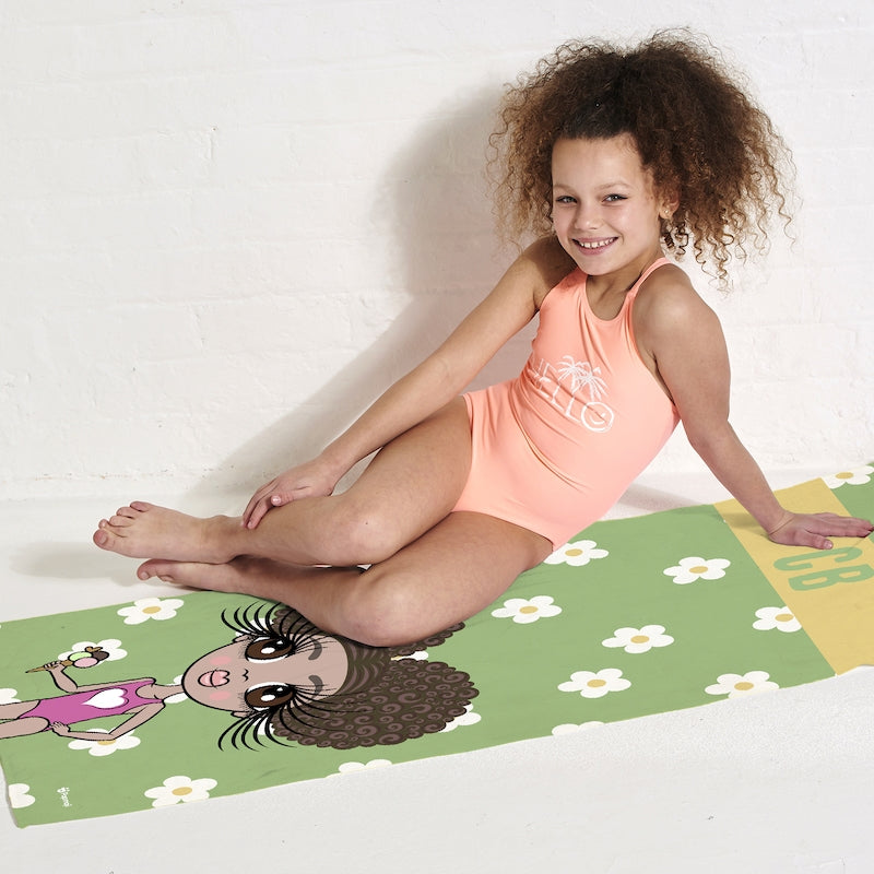ClaireaBella Girls Personalized Retro Daisy Beach Towel - Image 4