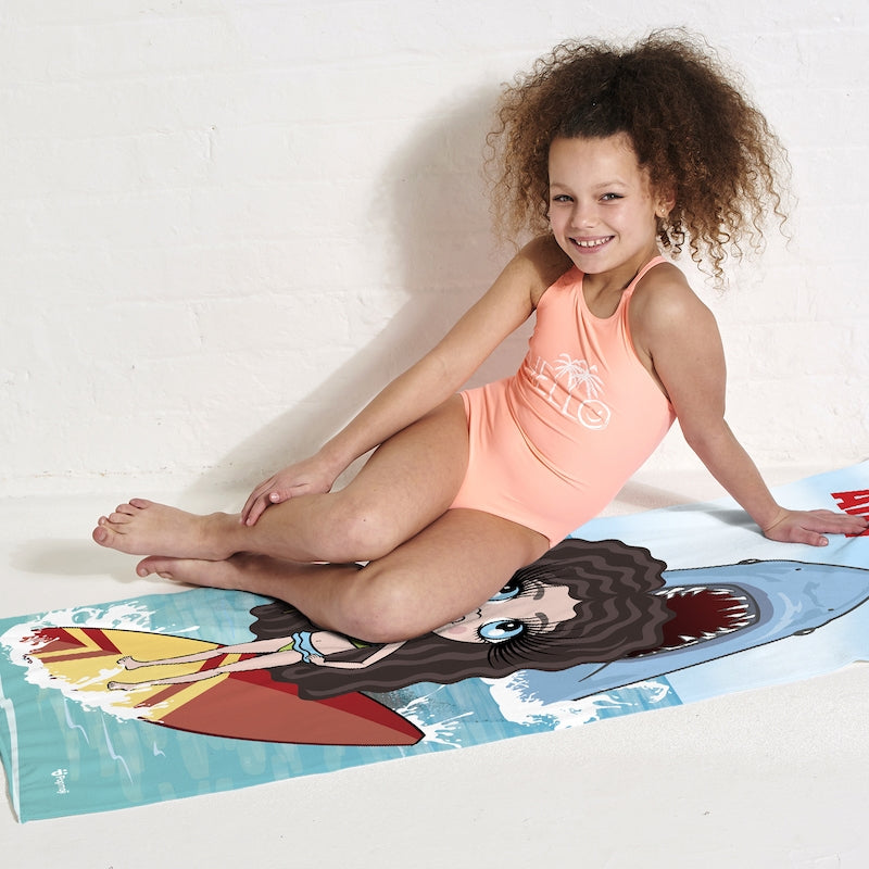 ClaireaBella Girls Retro Shark Attack Beach Towel - Image 2