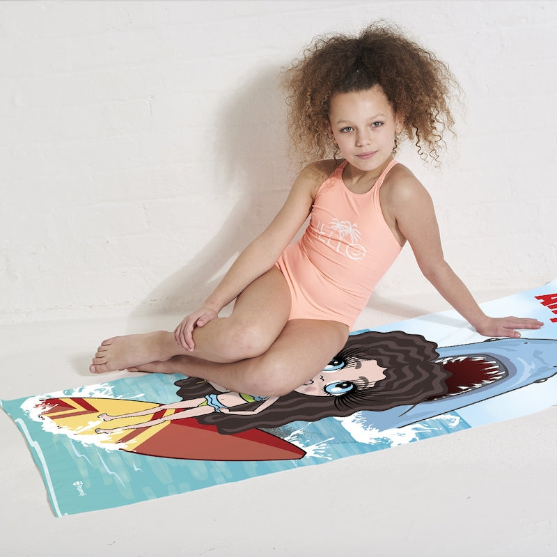 ClaireaBella Girls Retro Shark Attack Beach Towel - Image 3