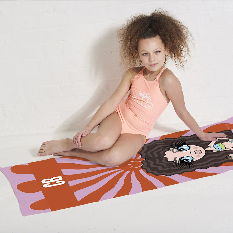 ClaireaBella Girls Personalized Smiley Face Beach Towel - Image 2