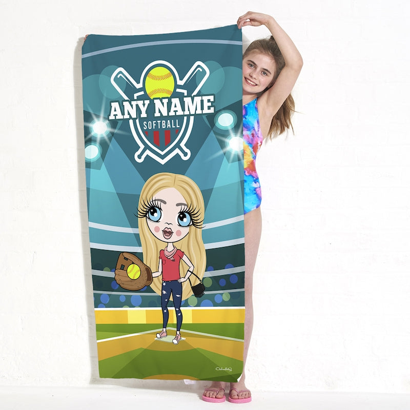 ClaireaBella Girls Softball Beach Towel - Image 1