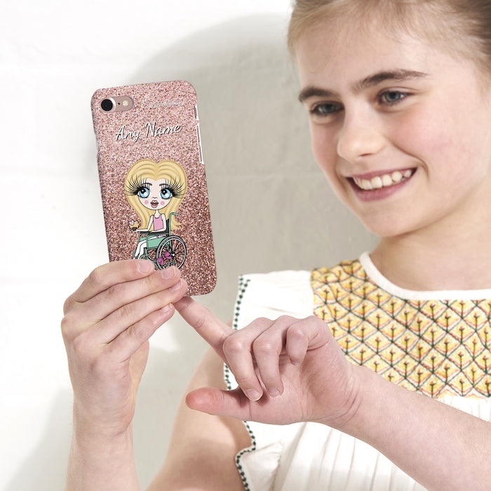 ClaireaBella Girls Wheelchair Personalized Glitter Effect Phone Case - Image 3