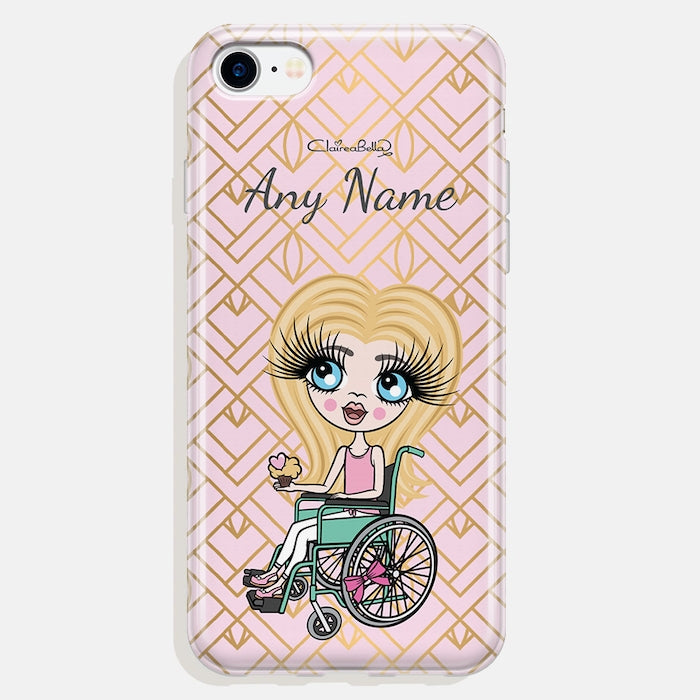 ClaireaBella Girls Wheelchair Personalized Gold Geo Print Phone Case - Image 4