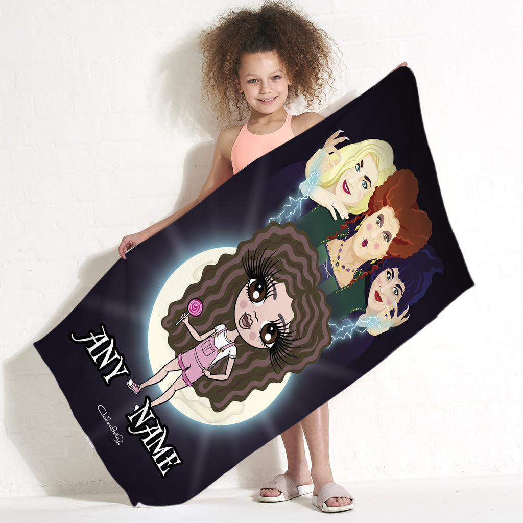 ClaireaBella Girls Mischievous Witches Beach Towel - Image 1