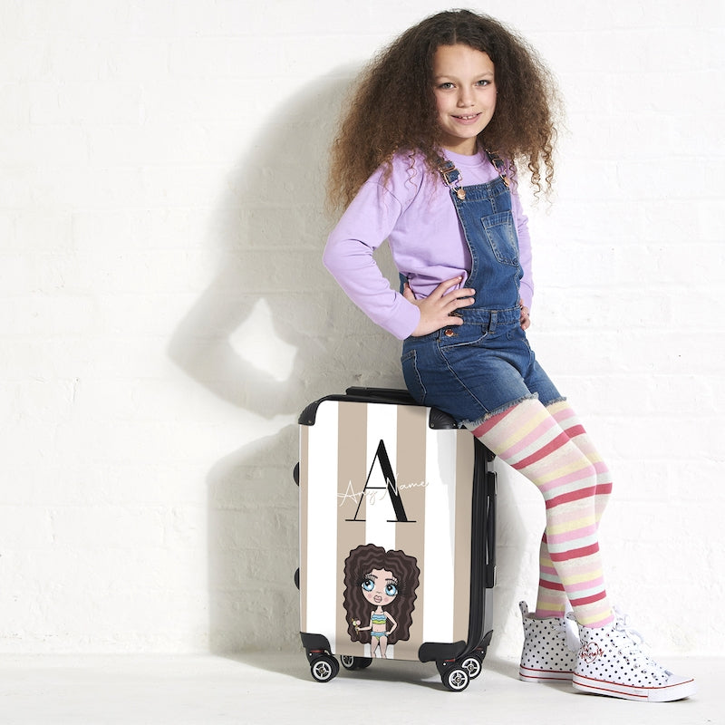 ClaireaBella Girls The LUX Collection Initial Stripe Suitcase - Image 2