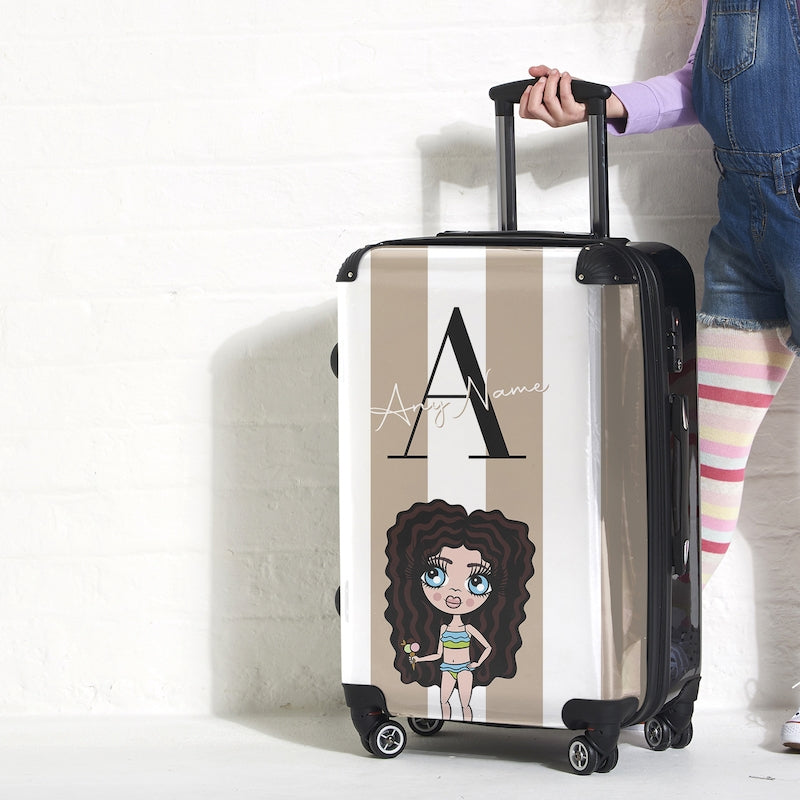ClaireaBella Girls The LUX Collection Initial Stripe Suitcase - Image 6