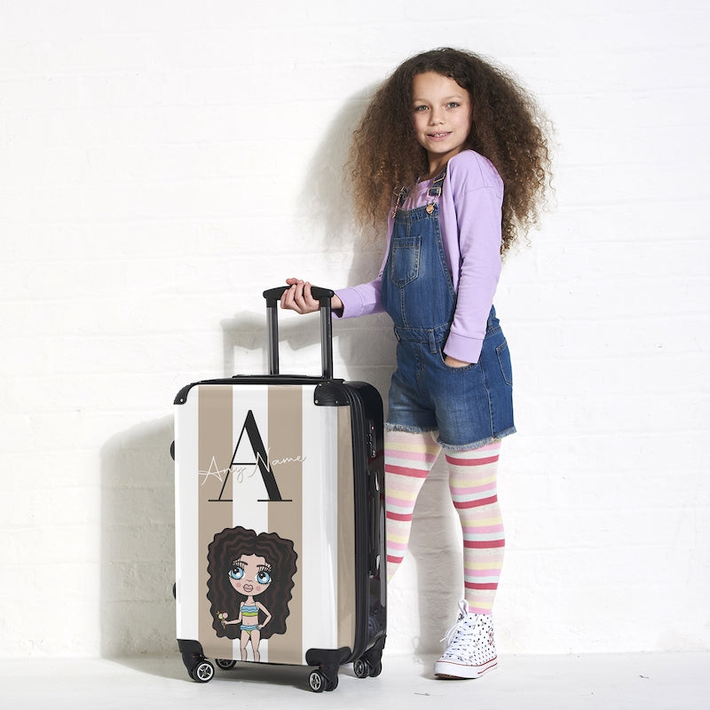 ClaireaBella Girls The LUX Collection Initial Stripe Suitcase - Image 5