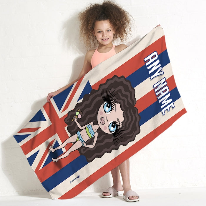 ClaireaBella Girls Love Hawaii Flag Beach Towel - Image 1