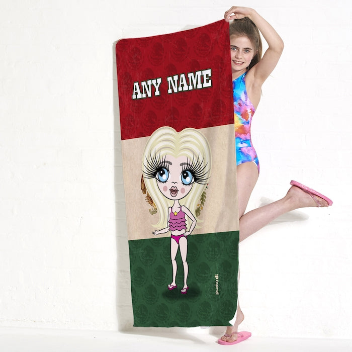 ClaireaBella Girls Love Mexico Flag Beach Towel - Image 2
