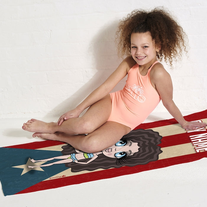 ClaireaBella Girls Love Puerto Rico Flag Beach Towel - Image 4