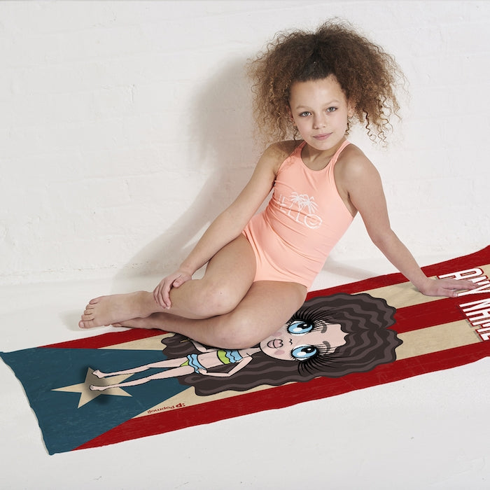 ClaireaBella Girls Love Puerto Rico Flag Beach Towel - Image 5