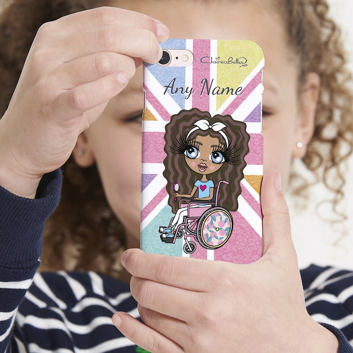 ClaireaBella Girls Wheelchair Personalized Union Jack Phone Case - Image 1