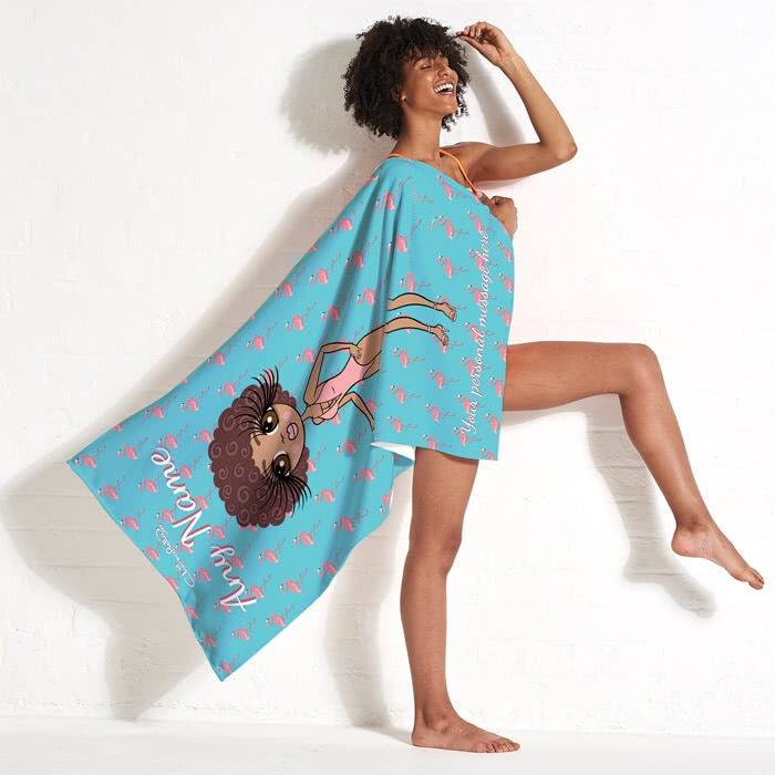 ClaireaBella Flamingo Print Beach Towel - Image 5