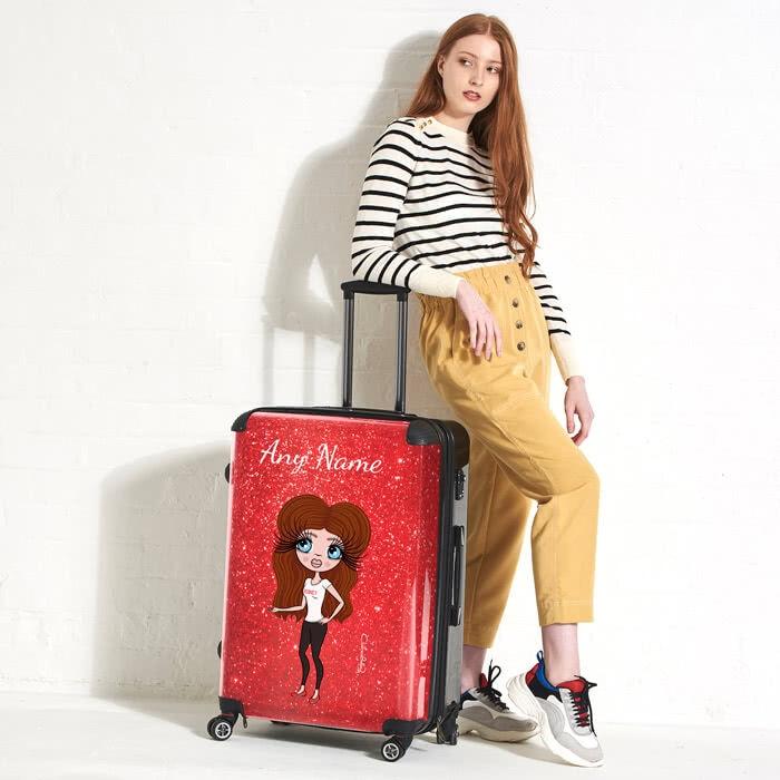 ClaireaBella Romantic Glitter Effect Suitcase - Image 3