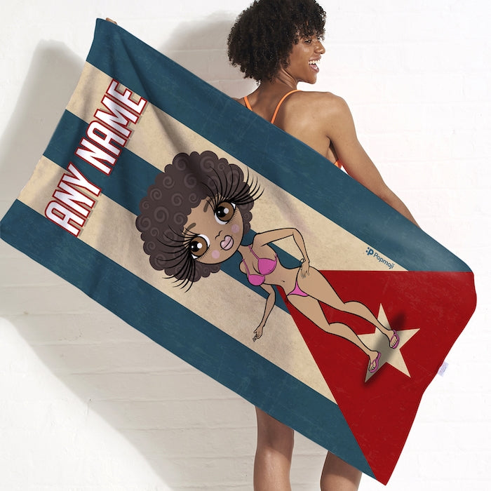 ClaireaBella Love Cuba Flag Beach Towel - Image 1