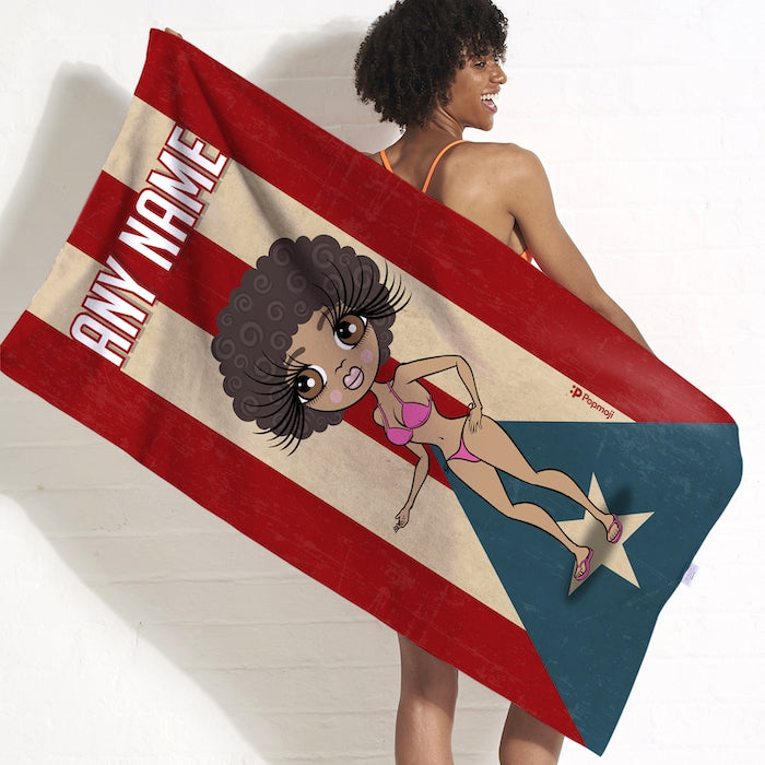ClaireaBella Love Puerto Rico Flag Beach Towel - Image 1