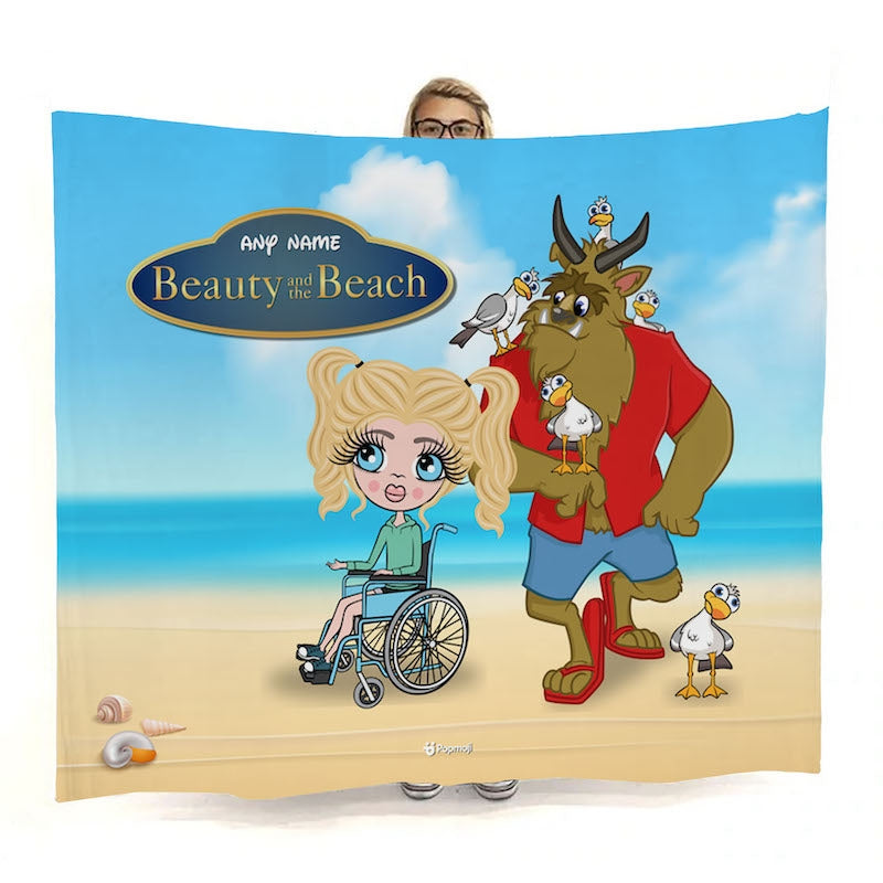 Girls Beauty and The Beach Wheelchair Fleece Blanket - Image 1