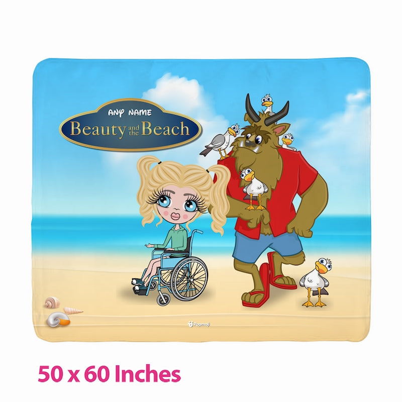 Girls Beauty and The Beach Wheelchair Fleece Blanket - Image 3